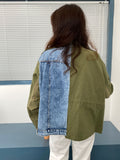 MALYBGG Loose Fit Denim Jacket with Patchwork and Bold Colors 8026LY