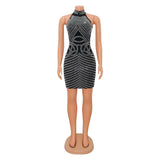 MALYBGG Sleeveless Rhinestone-Embellished Bodycon Nightclub Dress for Women 6719LY
