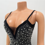 MALYBGG Fashion-Forward Rhinestone and Beaded Strappy Dress for a Sexy Look 6561LY