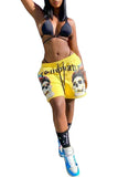 MB FASHION Skull Graphic Drawstring Shorts with Bold Text Print 6027R L-XXL