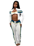MB FASHION 2-Piece Zip Front Crop Top & Lace-Up High Waist Pants Set MB5037