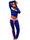 MB FASHION 2-Piece Zip Front Crop Top & Lace-Up High Waist Pants Set MB5037