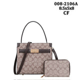 EVERY FASHION Patterned Top Handle Tote Bag with Matching Zip Wallet