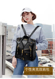 EVERY FASHION Moto Jacket Style Backpack with Quilted Sides and Zipper Details