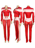 MB FASHION 2-Piece Zip Front Crop Top & Lace-Up High Waist Pants Set MB5037