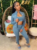 MB FASHION 3-Piece Activewear Set – Sports Bra, Leggings & Zip Jacket MB5038