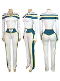 MB FASHION 2-Piece Zip Front Crop Top & Lace-Up High Waist Pants Set MB5037