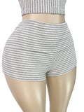 MB FASHION Striped Ribbed Tube Top & Shorts Two-Piece Set 6016