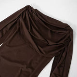 MB FASHION Draped Cape Sleeve Bodysuit 670