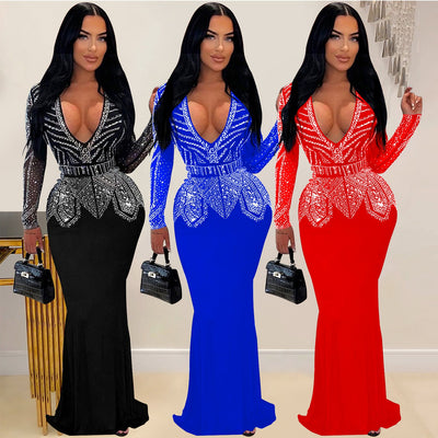 MALYBGG Stylish Sequins And V-Neck Dresses 7003LY