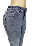 MB FASHION High-Waist Rhinestone Detail Skinny Jeans 8028