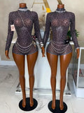 MB FASHION Leopard Print Mesh Mock Neck Romper 2673