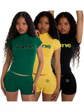MB FASHION Short Sleeve Top & High-Waisted Biker Shorts Set 6018