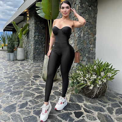 MB FASHION Strapless Bustier-Style Bodycon Jumpsuit 594