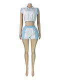 Every Fashion Sleeveless Cropped Polo Top & Matching Shorts Two-Piece Set 6026