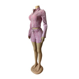 MB FASHION Long Sleeve Zip-Up Denim Jacket & High-Waisted Shorts Set 88616