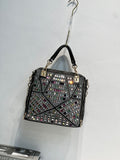 EVERY FASHION Geometric Rhinestone Tote with Dual Handles
