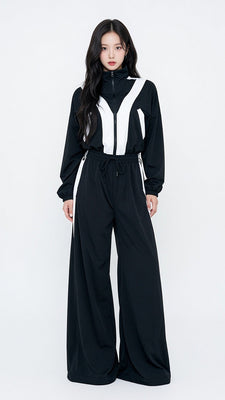 MB FASHION Wide Leg Tracksuit Set - Zip-Up Jacket & Athletic Lounge Pants 4071