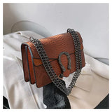 Every Fashion Textured Chain Shoulder Bag with Metal Buckle Detail
