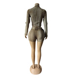 MB FASHION Long Sleeve Zip-Up Denim Jacket & High-Waisted Shorts Set 88616