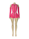 MB FASHION Sleeveless Zip Hoodie Vest Arm Sleeves & Mini Shorts Set 6028