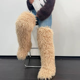EVERY FASHION Ultra-Shaggy Faux Fur Over-The-Knee Boots