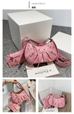 EVERY FASHION Studded Crescent Shoulder Bag with Matching Pouch