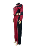 MB FASHION Cropped Zip-Up Tracksuit Set with Contrast Panels 5062