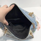 EVERY FASHION Geometric Rhinestone Tote with Dual Handles