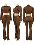 MB FASHION Cropped Quarter-Zip Lounge Set with Drawstring Pants 5069