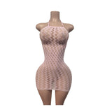 MB FASHION Sexy Zigzag Halter Neck Bodycon Mini Dress 88700