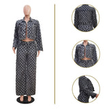 MB FASHION Textured Two-Piece Jacket and Wide-Leg Pants Set 1339