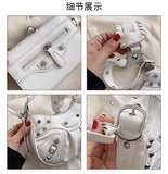 EVERY FASHION Studded Crescent Shoulder Bag with Matching Pouch