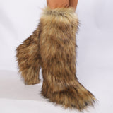 EVERY FASHION Knee-High Faux Fur Boots 008 TY