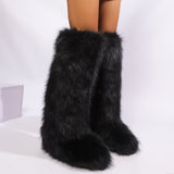 EVERY FASHION Knee-High Faux Fur Boots 008 TY