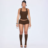 MB FASHION Sheer Mesh Top & Shorts with Leg Warmers Set 389