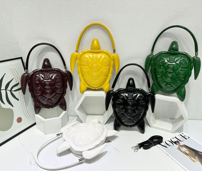 EVERY FASHION Turtle Shaped Handbag - Novelty Embossed Turtle Purse with Structured Shell Design