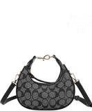 EVERY FASHION Signature Print Crescent Shoulder Bag with Adjustable Strap FT-1223