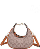 EVERY FASHION Signature Print Crescent Shoulder Bag with Adjustable Strap FT-1223