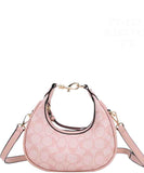 EVERY FASHION Signature Print Crescent Shoulder Bag with Adjustable Strap FT-1223