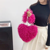 Every Fashion Fluffy Heart-Shaped Faux Fur Shoulder Bag