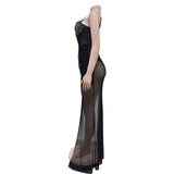 MALYBGG Ladies' Seductive Rhinestone Embellished Mesh Dress 6883LY