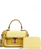 EVERY FASHION Signature Canvas Turnlock Flap Crossbody Bag with Matching Wallet 9095