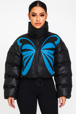 MB FASHION Butterfly Motif Puffer Jacket 0319AT