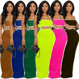 MB FASHION MAXI RIBBED TUBE TOP DRESS SET 8053LY