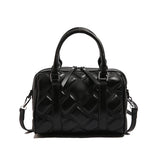 EVERY FASHION Quilted Barrel Satchel with Dual Handles and Crossbody Strap
