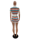 MB FASHION Striped Knit Crop Top and High-Waisted Shorts Set 6901LY LAST XL