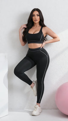 MB FASHION Square-Neck Sports Bra & High-Waisted Leggings Activewear Set 5085