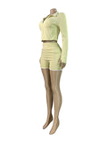 MB FASHION Two Piece Workout Set - Cropped Zip-Up Jacket & High Waisted Biker Shorts 5103