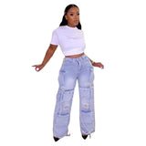 MB FASHION ELASTICATED WAIST DENIM PANTS 8483LY